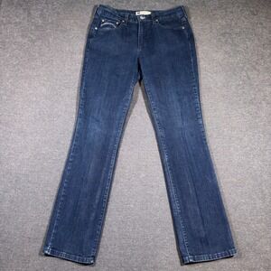 Levi's 505 Straight Leg Jeans Women 8M 30x30 Dark Wash Stretch Denim Blue Boho